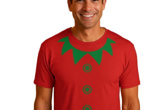 Men’sFunny Elf Christmas T Shirt Fancy Dress Costume Novelty Xmas Party Red Top