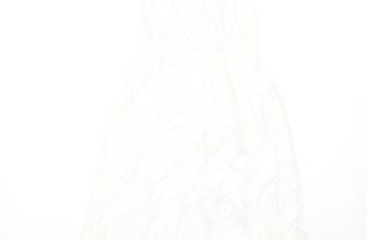 Marks & Spencer Girls White Cotton Blend A-Line Size 7-8 Years