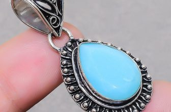 Blue Chalcedony Gemstone Handmade Fashion Jewelry Vintage Pendant 1.70″ SR 1605