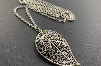 Tibetan Silver Big Hollow Leaf Charm Pendant 57x31mm, 30″ Chain Necklace