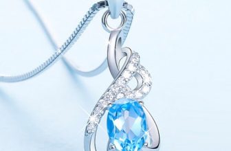 925 Sterling Silver Blue Topaz Necklace Birthday Presents Gift for Her Girl J618