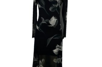 NEW ALLSAINTS US Size 6 Women Hanna Iris Floral Long Sleeve Dress In Black PR11