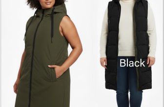 NEW bonprix Women’s REVERSIBLE Long Plus Size Hooded Puffer Jacket 22-26 Black