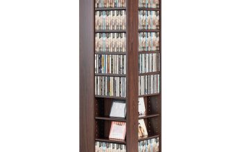 VEVOR Spinning Media Tower 4-Sided Revolving Media Tower 1040 CDs Espresso