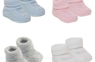 Baby Booties Newborn Bootees Soft Knitted Pink Blue Grey Boy Girl 0-3 Months