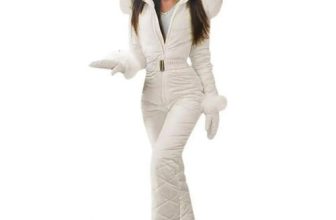 Women Winter Jumpsuit with Gloves Windproof Outdoor Ski Outfit Elastic Waist