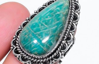 Amazonite Pear Shape Gemstone Adjustable Ring Handmade Vintage Jewelry VR 2787