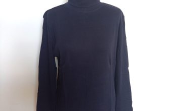 Macy’s Karen Scott US XL UK 18 20 Cotton Dark Navy Long Sleeve Polo Neck Top