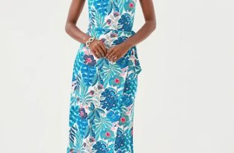 NWT Lilly Pulitzer Estela Midi Dress Breezy Aqua Best Fronds Forever, All Size .