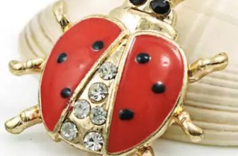 Vintage LITTLE LADYBUG Rhinestone Insect brooch Jewellery IN A GIFT POUCH -UK