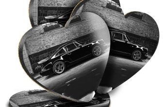 4x Heart MDF Coasters – BW – Vintage Black Sports Car Classic Mens  #42353