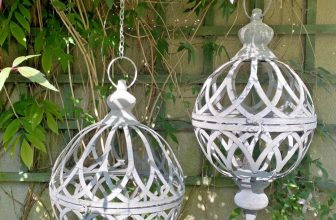 2 x Grey Metal Hanging Plant Orbs Metal Garden Decoration Basket Pot Large