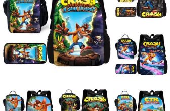 Crash Bandicoot Backpack School Bookbag Insulated Lunch Bag Rucksack Pencil Case