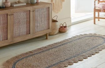 Rug Oval Runner jute latest scallop design rustic look carpet for living room