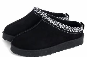 ON TREND UNISEX CHILDREN’S BLACK FAUX SUEDE AND FUR WITH AZTEC TRIM COSY SHOE