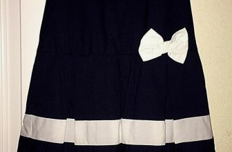 OshKosh Girls Size 8 Spring Summer Dress Navy Blue White Heavy Cotton EUC