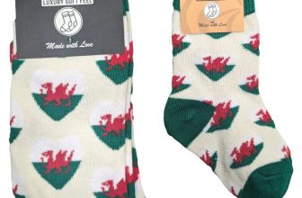 Welsh Multi-Heart White Socks | Premium Soft Cotton Colourful Heart Crew Socks
