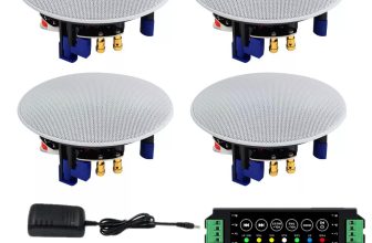 2 Pairs Herdio 4″ 160W Bluetooth Ceiling Speakers Kitchen Complete Kit Speaker