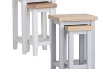 Nest 2 Side / Lamp Tables Solid Oak Veneer Fully Assembled Furniture Grey/White