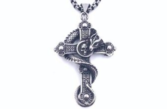 Vintage Mens Dragon Skull Cross Pendant Necklace Stainless Steel Jewelry
