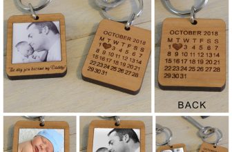 Personalised Wooden Photo Keyring Dad Wife Anniversary “The Day You Became My”