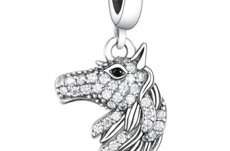 CLOSING DOWN SALE, New Sterling silver Sparkling Pavé Horse Head Dangle Charm