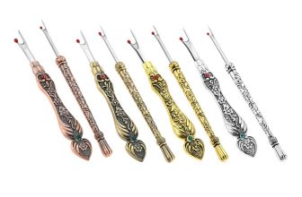 Antique Metal Seam Ripper Set European Carved Handle Removing Threads Tool 2Pcs