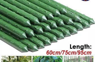 Green Garden Plant Stakes Metal Plastic Coated Climbing Support Cane Pole Sticks