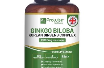 Ginkgo Biloba and Korean Ginseng Tablets 16000mg 180 Vegan Tablets by Prowise