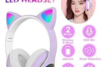 Boys Girls Headphones Wireless Bluetooth Headset LED Lights Cat Ear Earphone