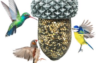 Acorn Shaped Metal Bird Feeder Nuts Seeds Fat Hanging Ornate Garden Decor Patio