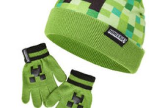 Minecraft Hat And Gloves Creeper Pixel Design Soft Comfortable for Boys or Girls
