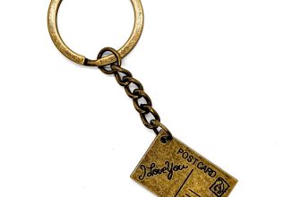 I Love You Postcard Key Chain Bronze Keyring Romantic Gift Idea For Her Him 25mm