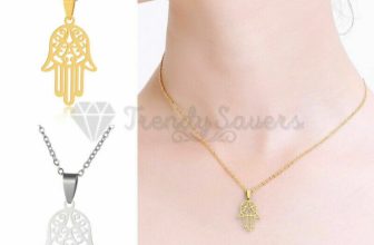Gold Silver Plated Hamsa Hand of Fatima Pendant Necklace Stainless Steel Jewelry