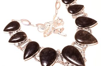 Black Rutile Gemstone Necklace Adjustable Chain Vintage Gift Jewelry 18″ DN 909