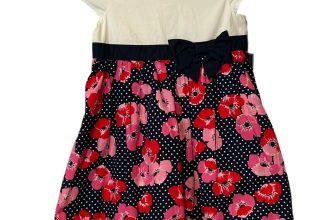 Gymboree Girls Navy Pink Floral Size 8 Short Sleeve Dress NWT