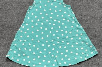 Hanna Andersson Dress Girls Size 8 Blue White Polka Dot Sleeveless 100% Cotton