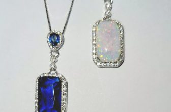 925 STERLING SILVER LAB CREATED OPAL BLUE SAPPHIRE NECKLACE EARRING