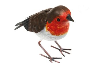 Primus Metal Small Robin  –  Handcrafted Bird Garden Decor Ornament
