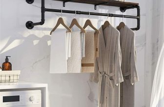 Heavy Duty Wall Mounted Clothes Rail Metal Garment Hanging Wardrobe Storage Rack