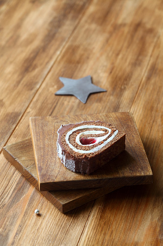 Chocolate Roulade with Rosemary Cream and Red Currant Confit