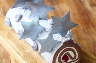 Chocolate Roulade with Rosemary Cream and Red Currant Confit