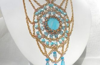 Aqua and Gold Chainmail Necklace