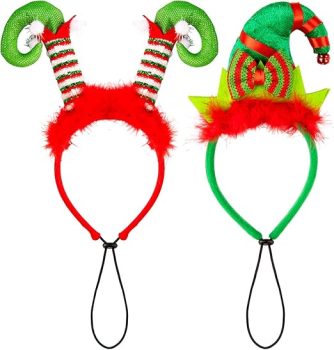 Whaline 2Pcs Holiday Dog Headbands