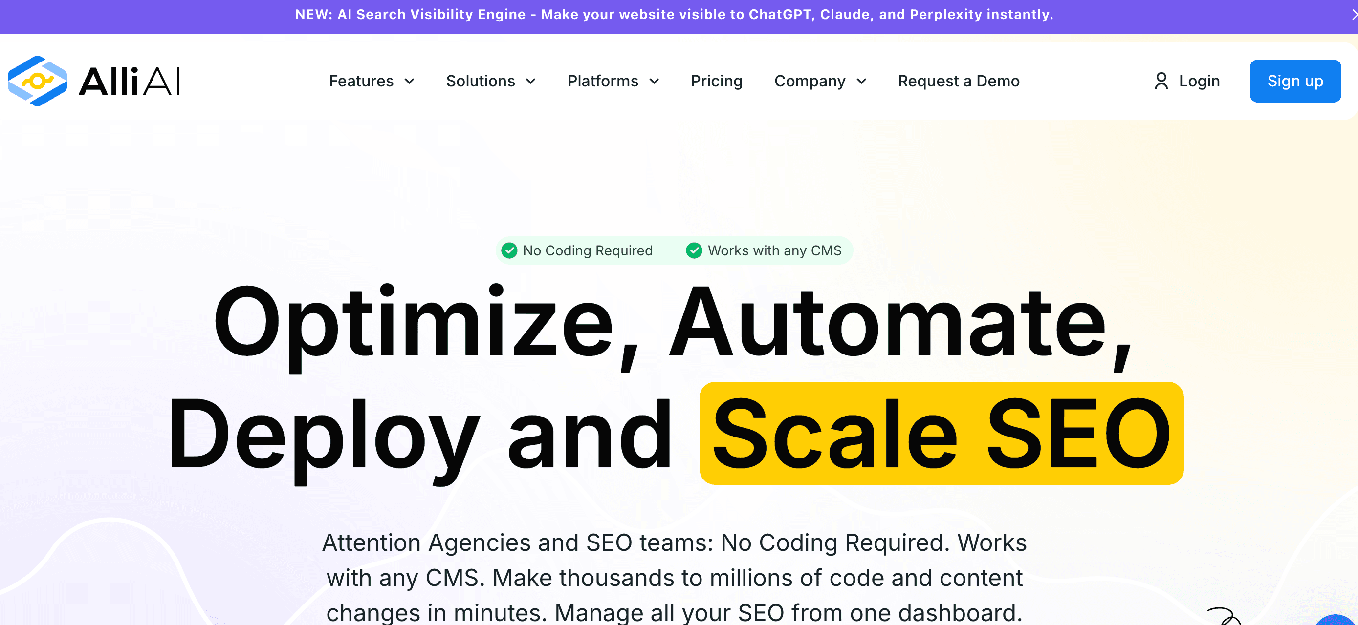 Alli AI main website page