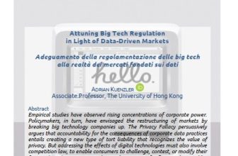 Adrian Kuenzler on Attuning Big Tech Regulation in Light of Data-Driven Markets (EJPLT)