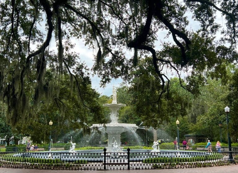 Forsyth Park Fountain with trees