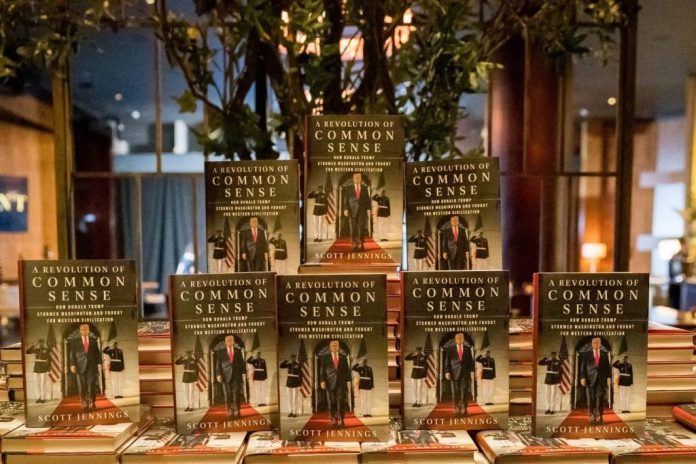 CNN national political contributor Scott Jennings's new book, "A revolution of common sense," on display.
