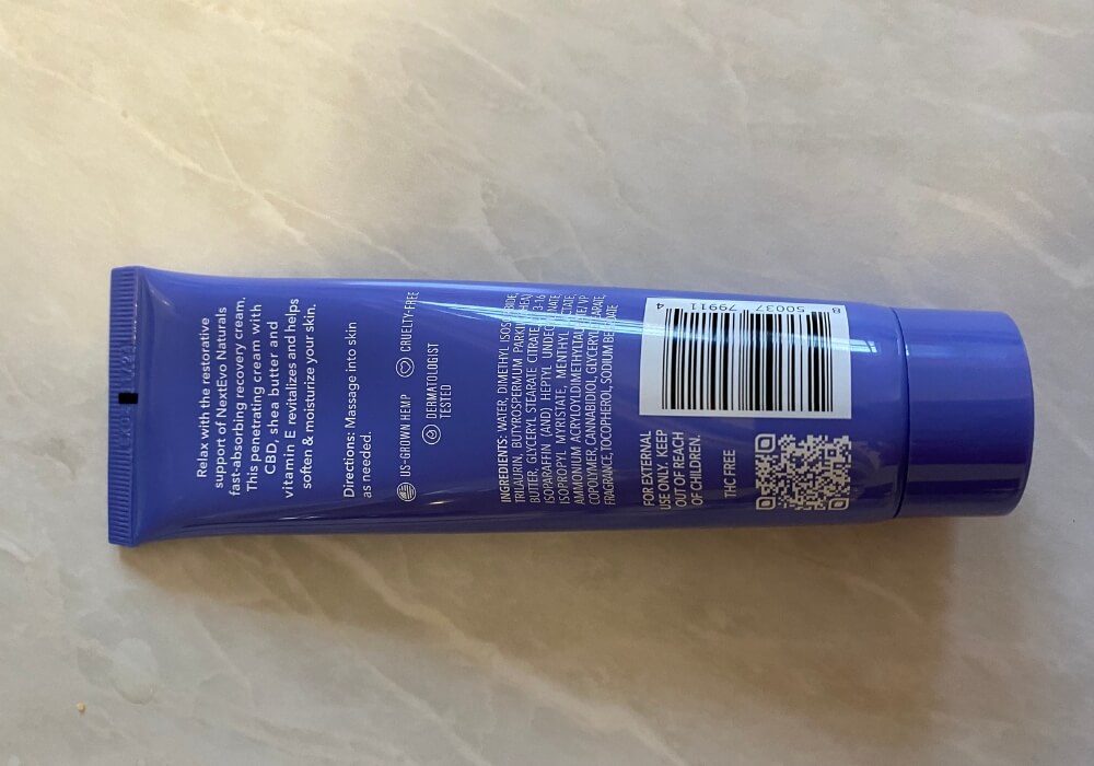 NextEvo Naturals Body Recovery Cream Back