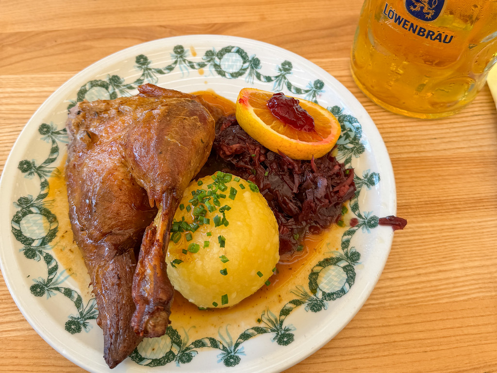 Roast chicken meal at Oktoberfest